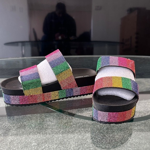 Cape Robbin Multicolor Rhinestone Slide Sandals - Picture 2 of 6